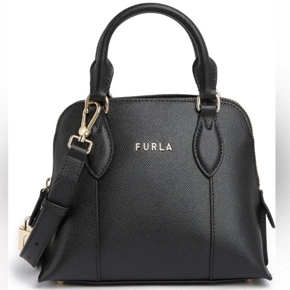 NWT FURLA Vittoria Top Handle Dome Crossbody Bag Black NEW Style WB00539 - Picture 2 of 11